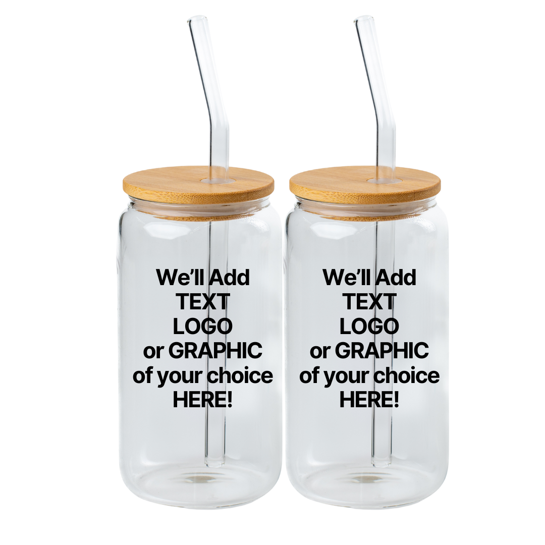 16oz Glass Can Bamboo (Set of 2)