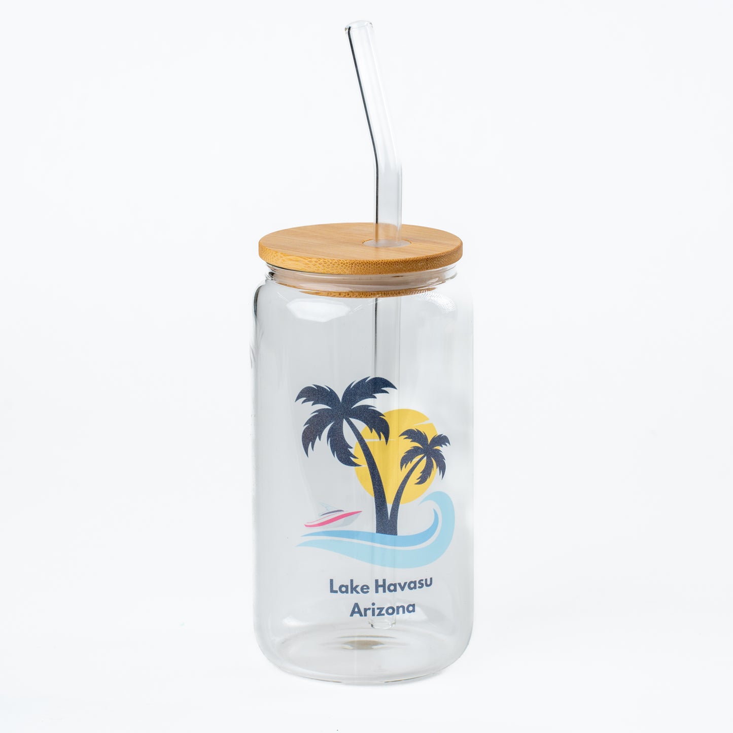 16oz Glass Can Bamboo (Set of 2)